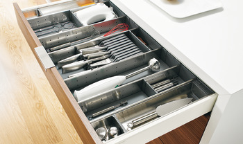 Cutlery set, Blum Orga-Line, Tandembox, for drawers system height M, drawer side height 83 mm
