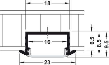 Profile for recess mounting, Depth 6.5 mm, aluminium