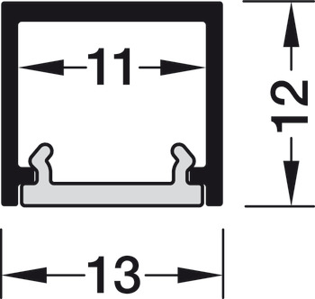 Profile for under mounting, Häfele Loox5, Profil 2102, für LED-Bänder, Polycarbonat