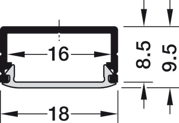 Profile for under mounting, Häfele Loox, Profil 2190, 8,5 mm Profilhöhe, Aluminium