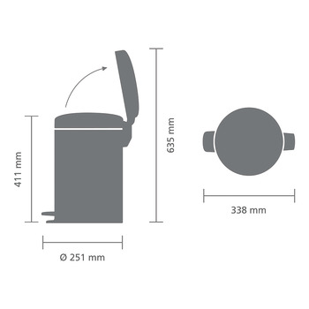 New Icon Free Standing Pedal Waste Bins,  Dimensions (W x D x H) mm: Ø 251 x 338 x 411, Capacity: 12 L
