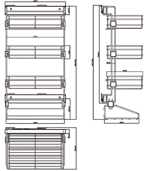 Side storage rack, Aluminium black, 4 trays for 30 kg