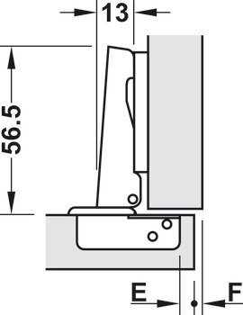 Concealed hinge, Häfele Metallamat A/SM 92°, full overlay mounting