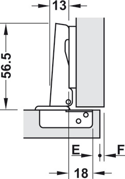 Concealed hinge, Häfele Metallamat A/SM 110°, full overlay mounting