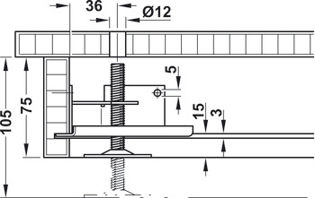 Plinth height adjuster, With supporting bracket, for groove mounting and screw fixing