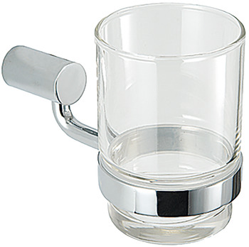 Glass holder, with glass tumbler, round series, for screw fixing