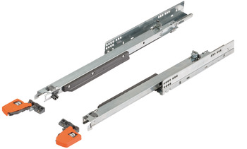 Concealed runner, Blum Movento 760 H full extension, load-bearing capacity up to 40 kg, steel, for surface mounting, snap-in coupling