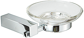 Soap dish, with holder, square series, for screw fixing
