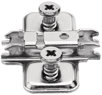 Cruciform mounting plate, Clip/Clip Top, for screw fixing with pre-mounted Euro screws