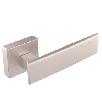 Lever handle, Spring, on square rose with Euro Profile cylinder escutcheon