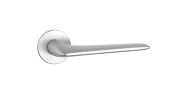 Lever handle, Porto, on round rose with Euro Profile cylinder  escutcheon