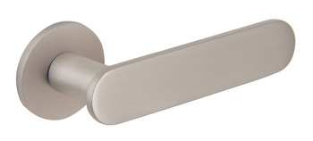 Curve Lever Handle, On round rose with Euro Profile Cylinder Escutcheon