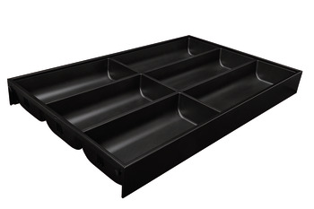 Ambia-line Cutlery Trays, Insert Box with Nylon Soft Touch Surface Terra Black Matt