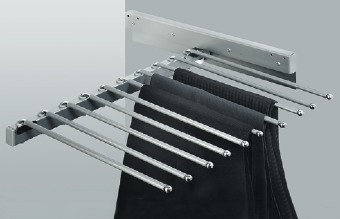 Trouser rack Pull out 30Kg weigth 9 adjustable braces with Anti skid  rubber coating  in the Häfele India Shop