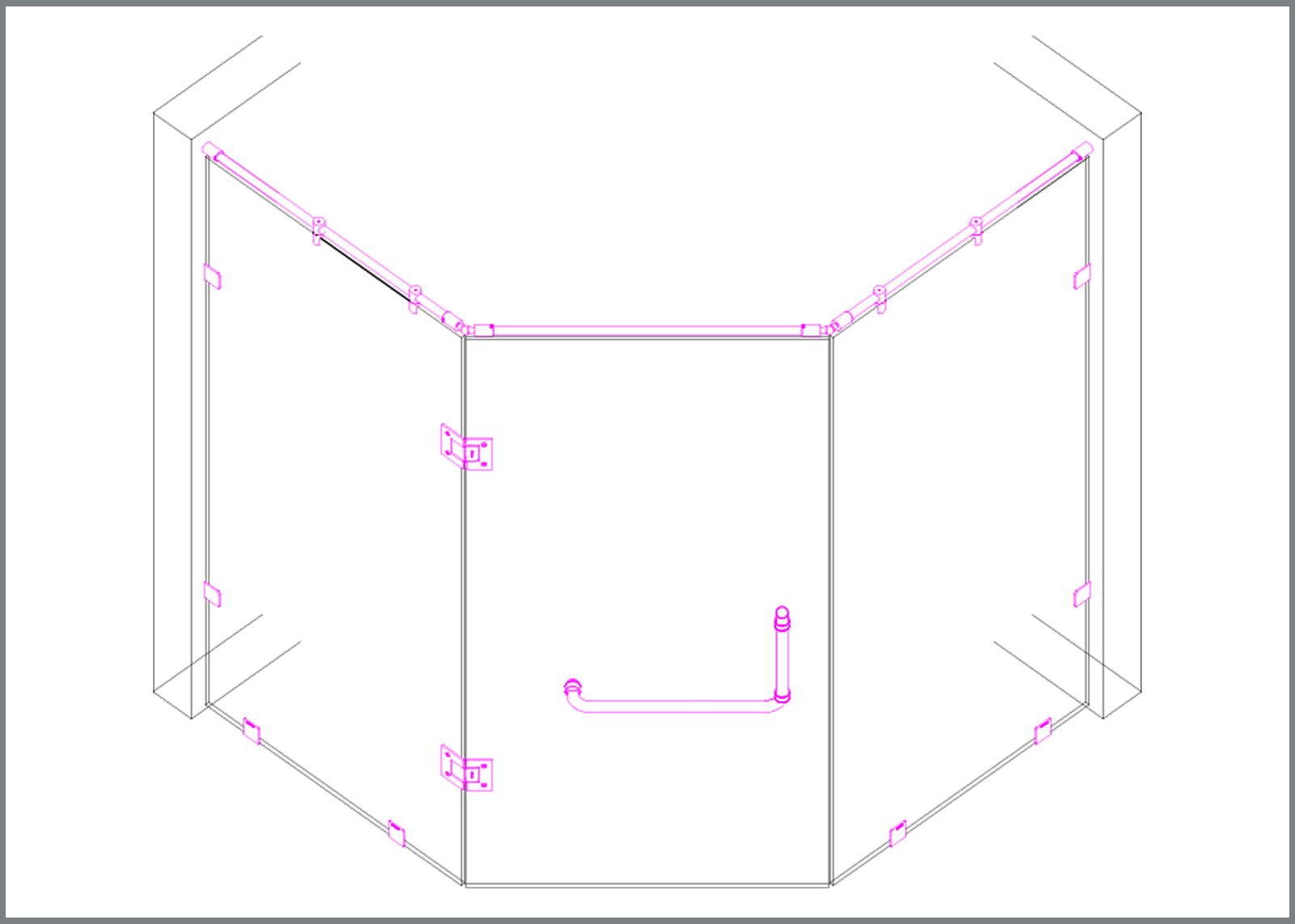 One Door Two Fixed Panels Pentagonal Shape
